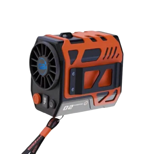 black and orange portable fan