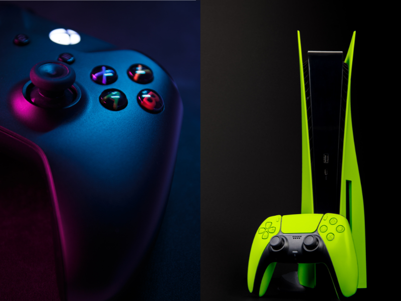 an xbox and ps5 controllers